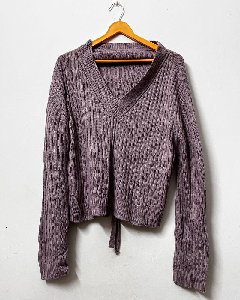 Purple Back Cutout Thin Sweater