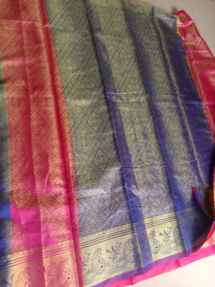 Beautiful Saree With Brocade Blouse Peace