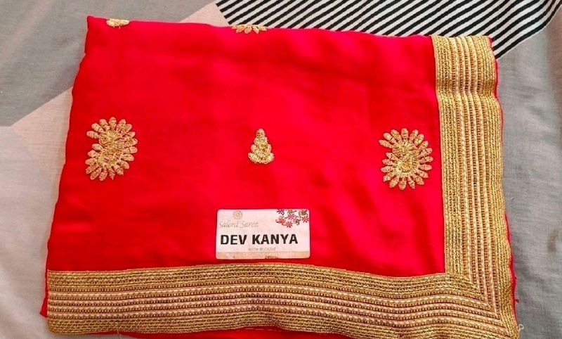 New Red Work Saree