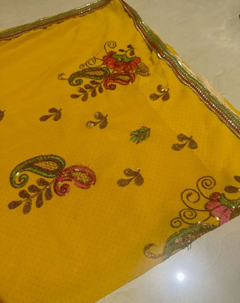 Crepe Yellow Saree