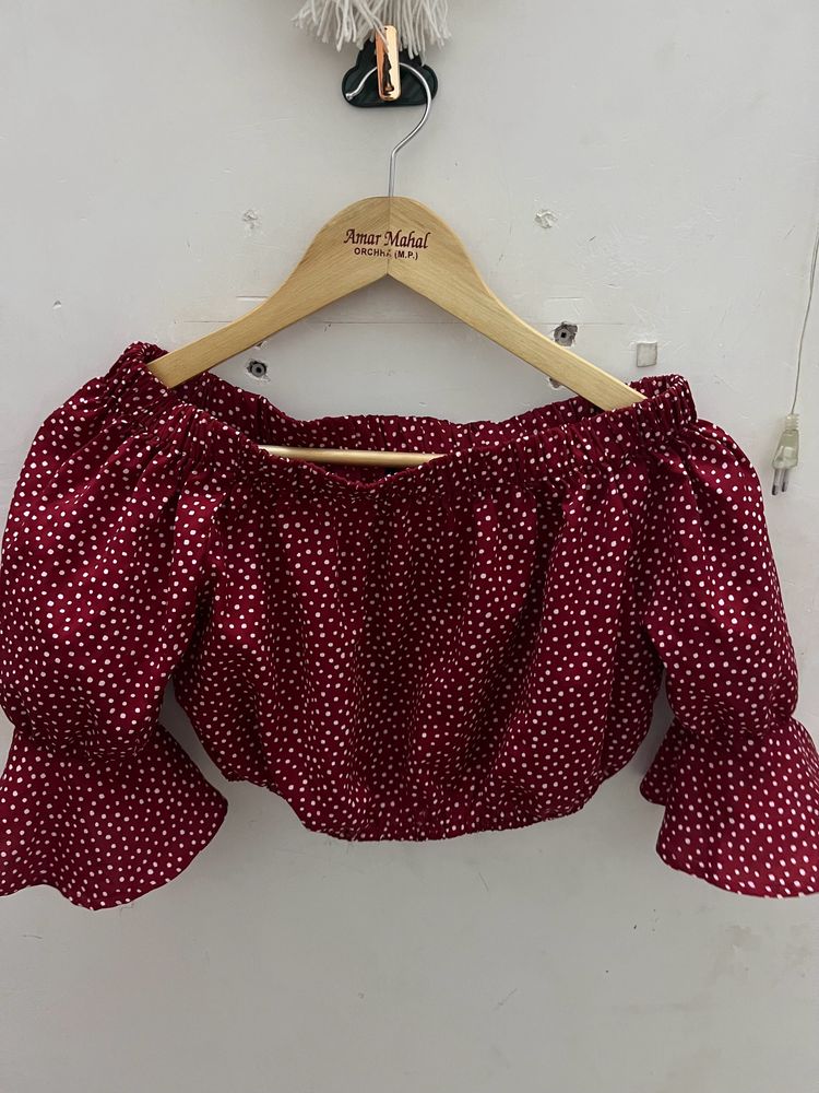 Polka Dot Off Shoulder Top