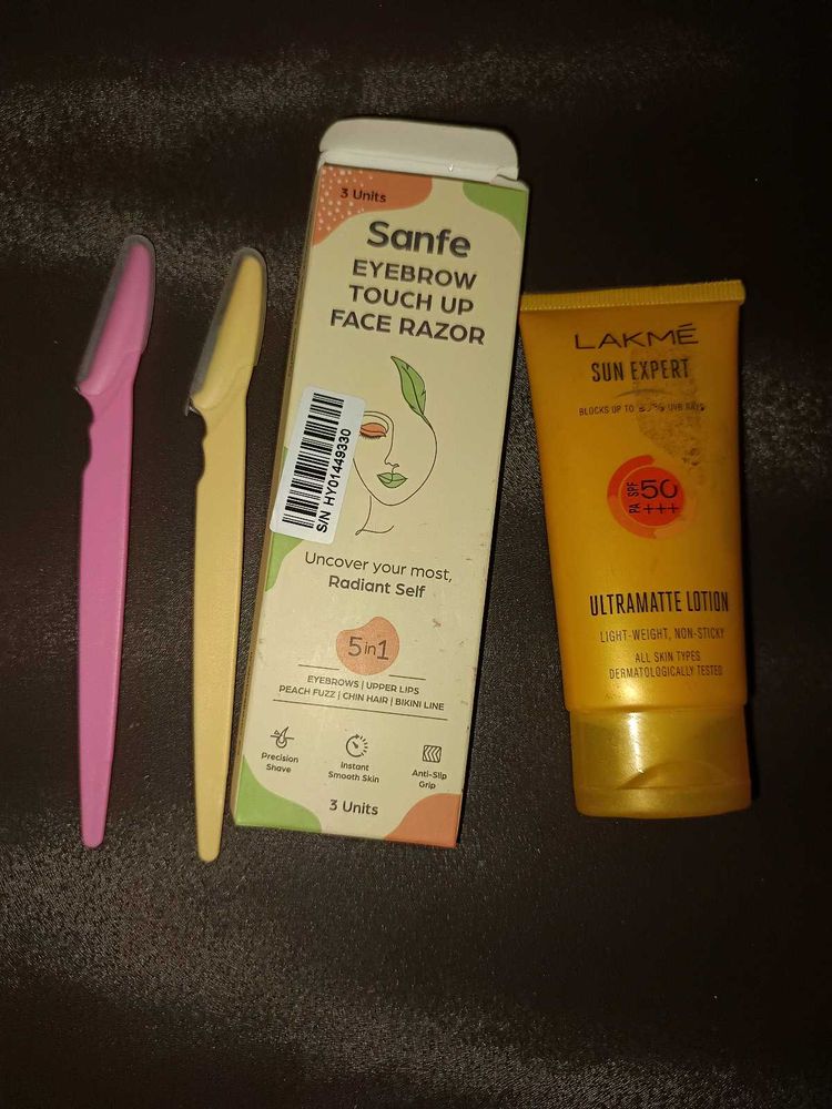 Lakme Sunsreen And Sanfe Facial Razors New -2