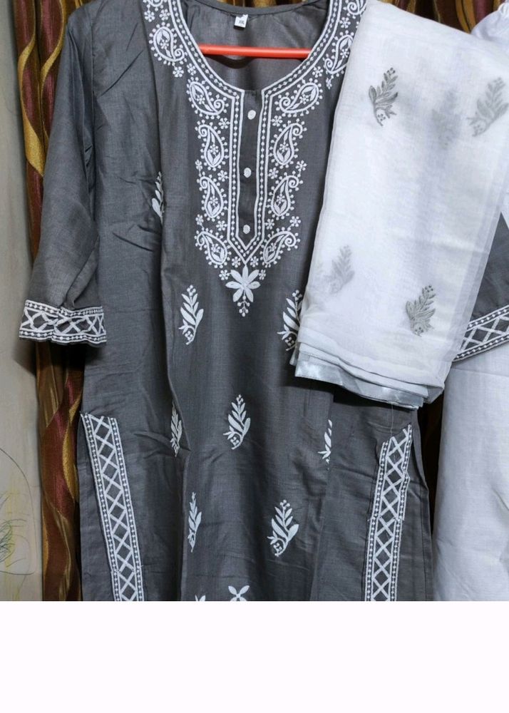 Cotton Kurta Set With Dupatta