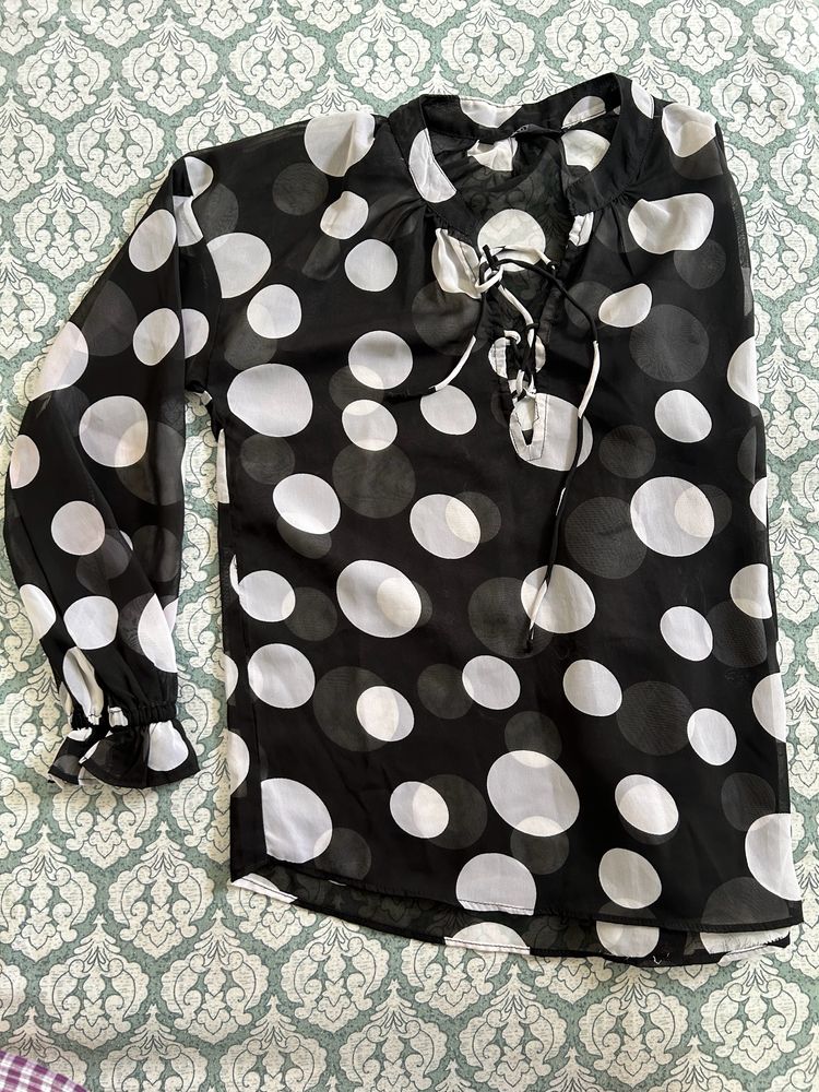 Black Polka Dot Top