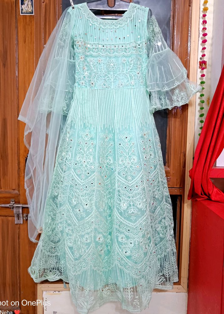 Pastel Green Colour Wedding Wear Dress