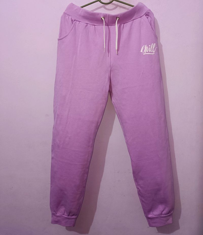 Women Lavender Mid Rise Joggers Stretchable