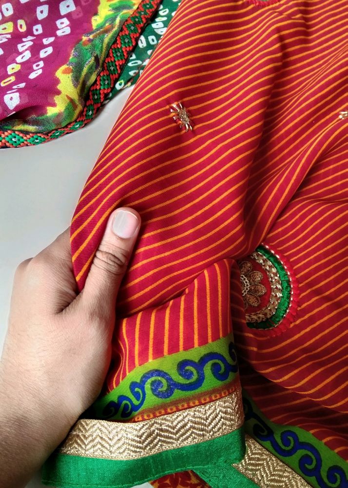 Stripe Line Saree With Blouse(Unused)