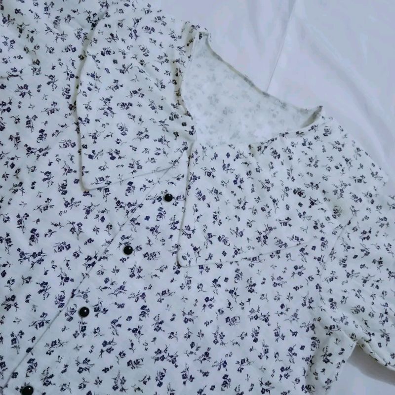 White Aesthetic Floral Shirt