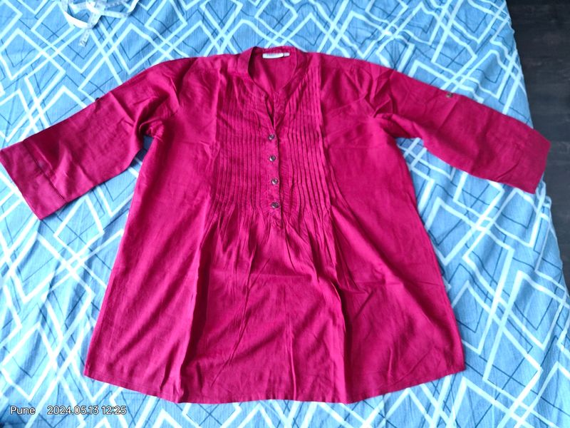 Negotiable Red Empire Tunic Top