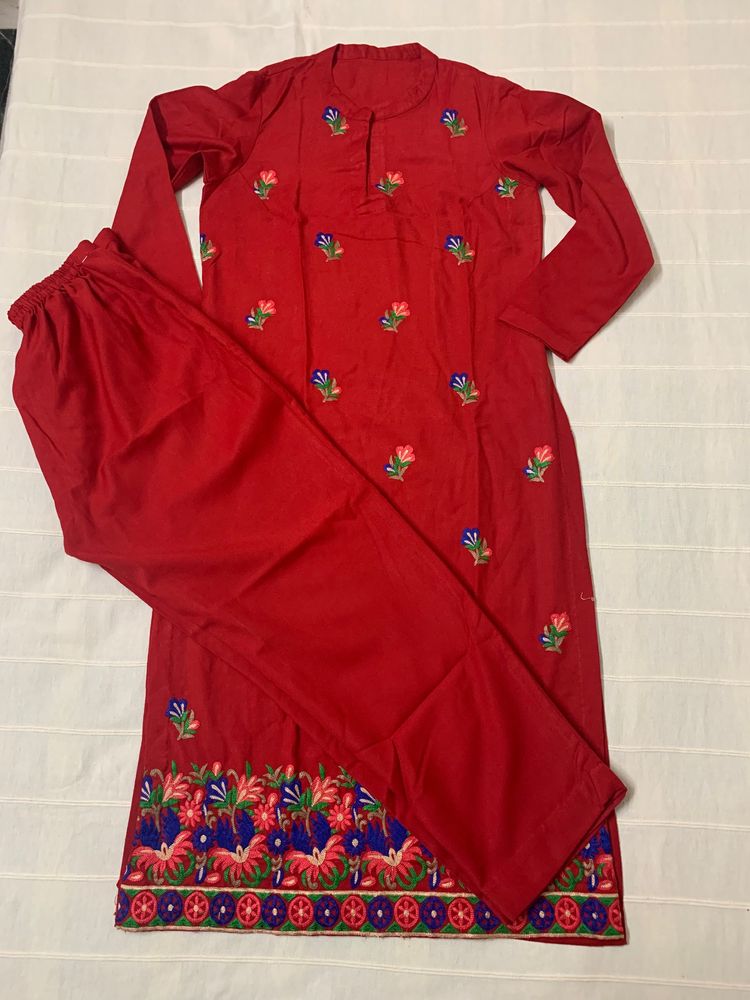 Blood Red Kashmiri 2pc Suit Pant