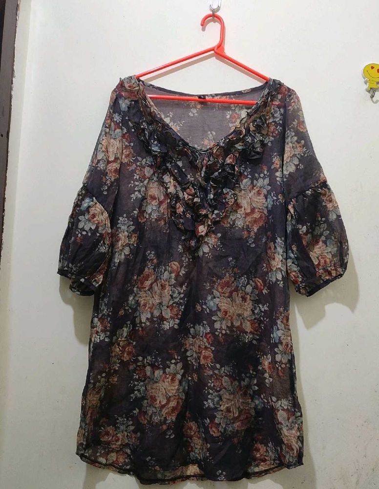 Vintage Floral Transparent Top