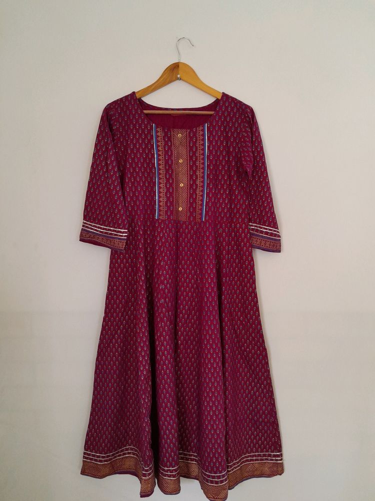 Dark Purple Printed Kurta (Women's)