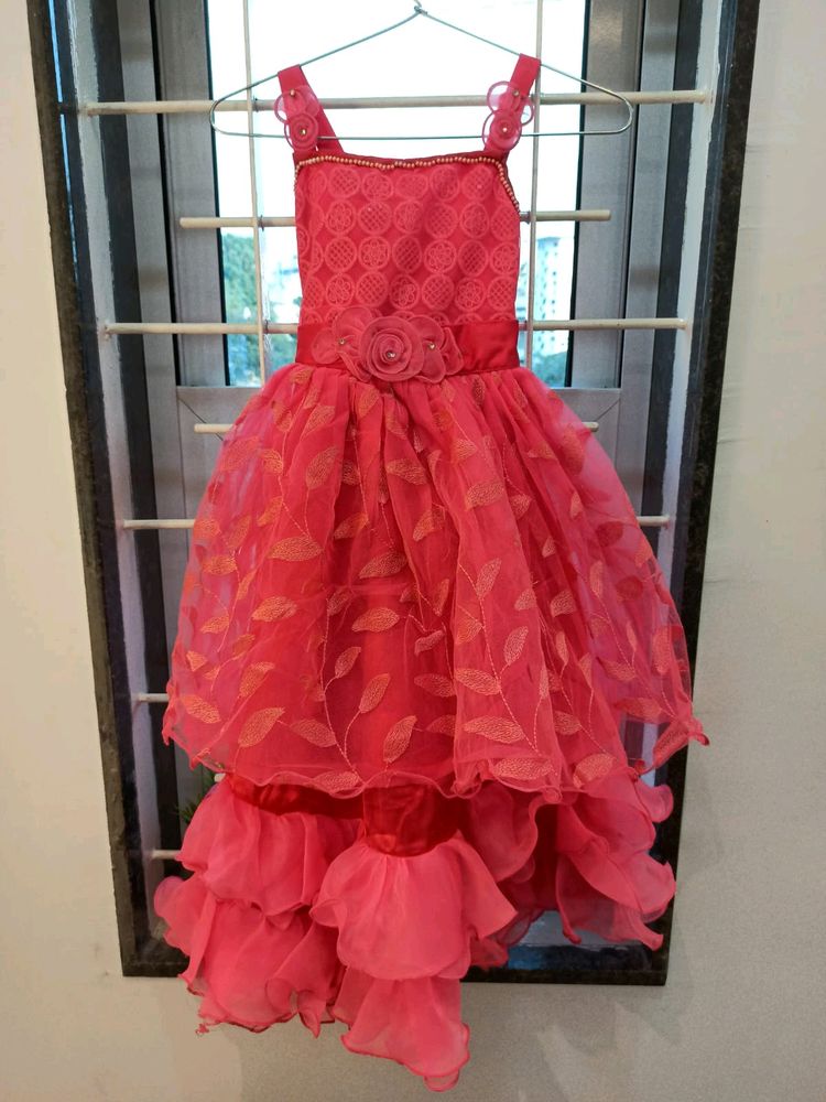 Pink partywear frock for 6-8yo girls