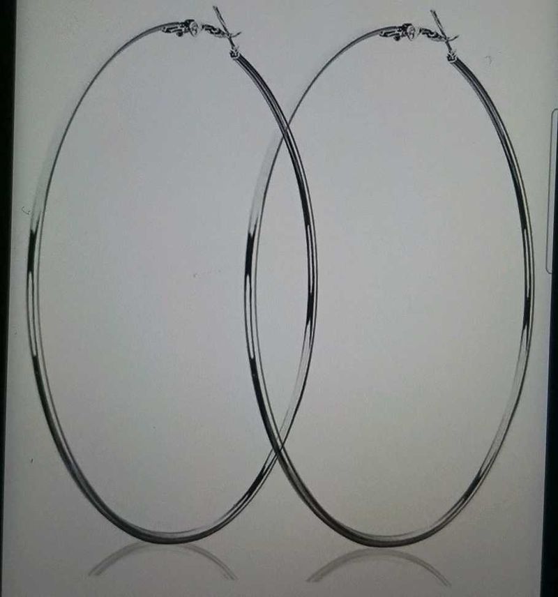 Large Size Hoop earrings (Colour -- Silver)