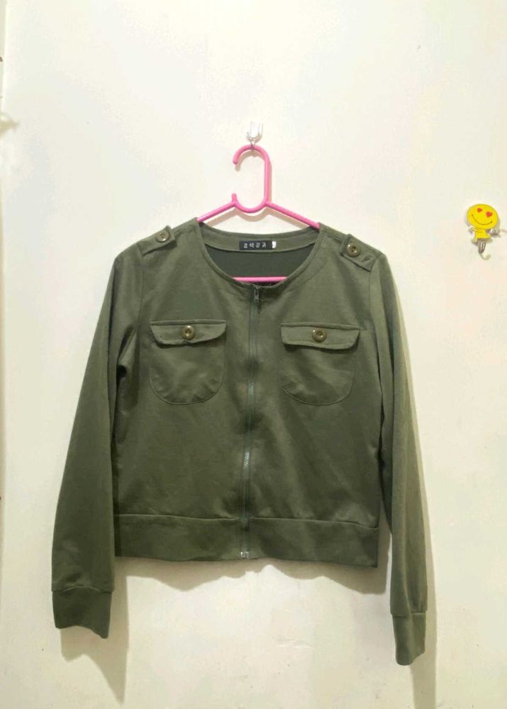 Olive In Color Casual Jacket Stretchy Bust 34-38