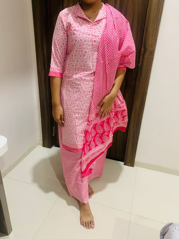 Full Pink Dress With Dhupatta