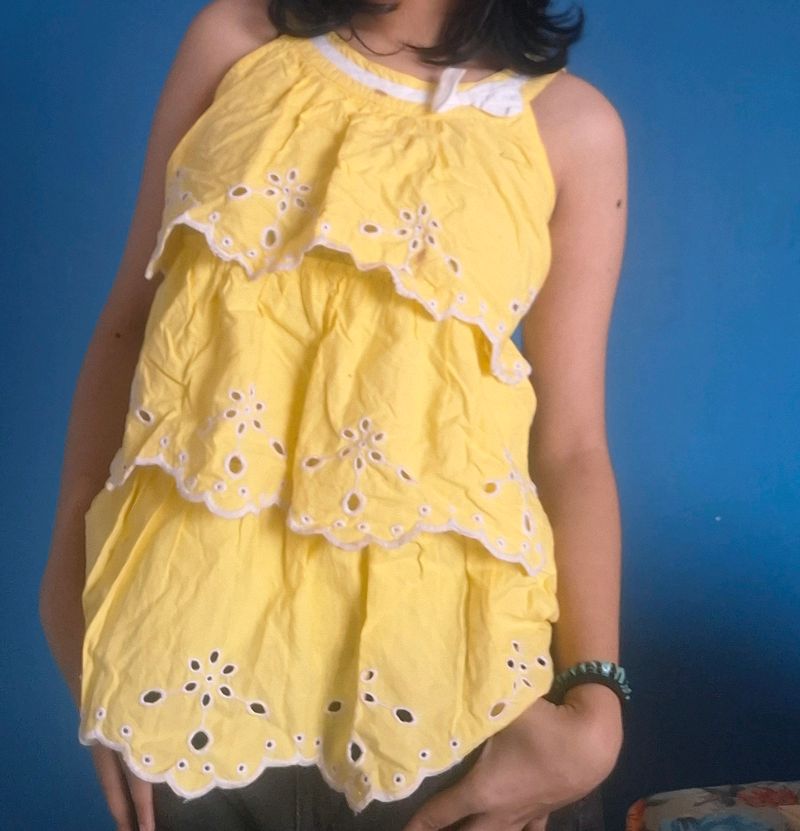 Sleeveless Yellow Cute Top