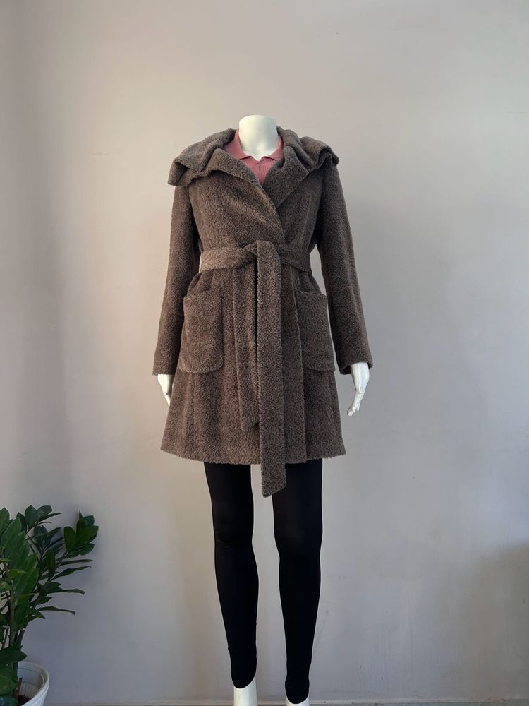 Fluffy Brown Wrap Coat