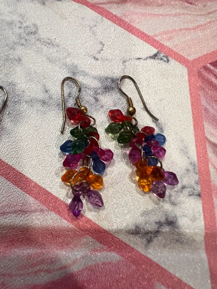 Rainbow Glass Beaded Earrings