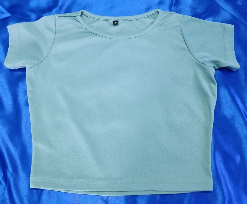 Sea Green Crop Top For Daily wear