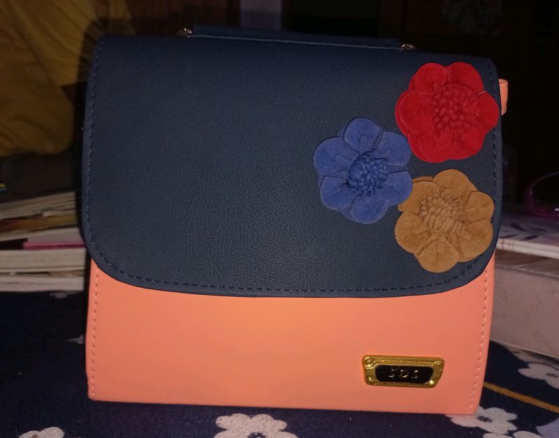 Beautiful Handbag With Three Flowers