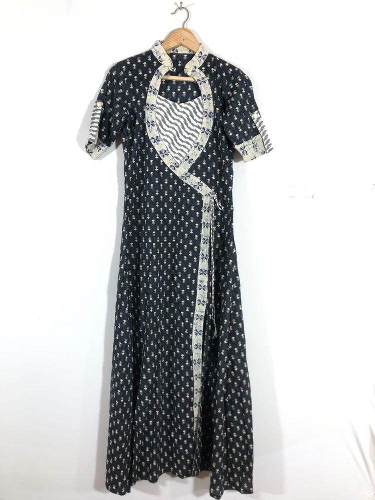 Navy Blue Printed A-Line Kurta(Women’s)