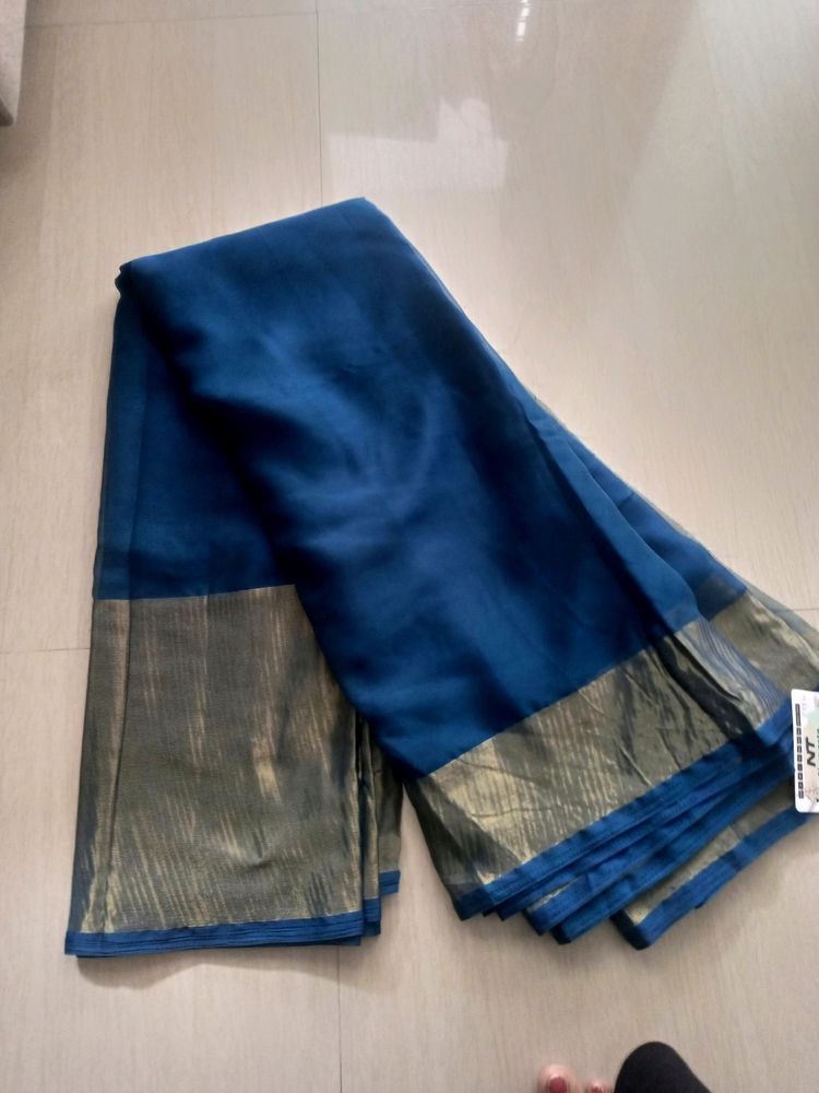 Teal Colour Heavy Chiffon Saree