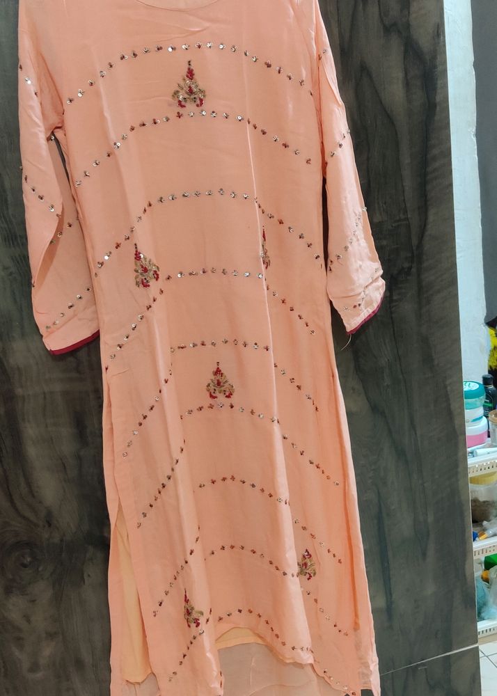 Peach Kurta And Skirt