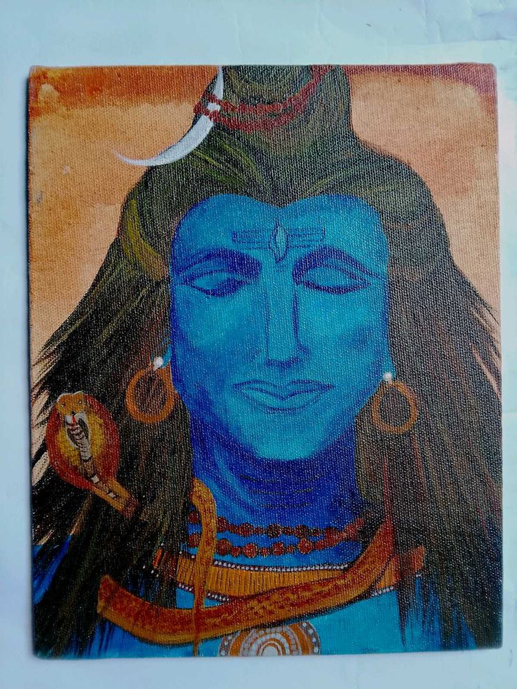 Lord Shiva Hand-painted Acrylic Canvas Painting