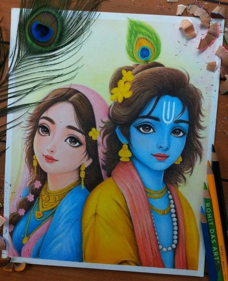 Radha Krishna Drawing