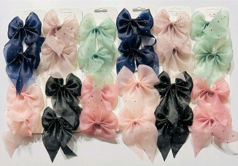 24 Bow Hair Clips