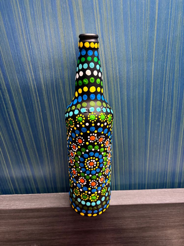 Handpainted Manadal Art Glass Bottles