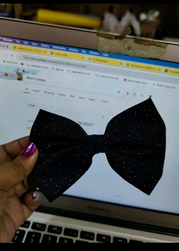 Black Blue Shimmer Bow Hair Accessories