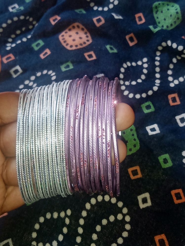 Silver & Lavendar Bangles