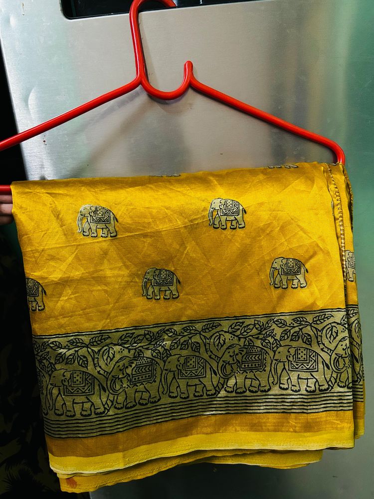 Mustard Silk Saree With Blouse