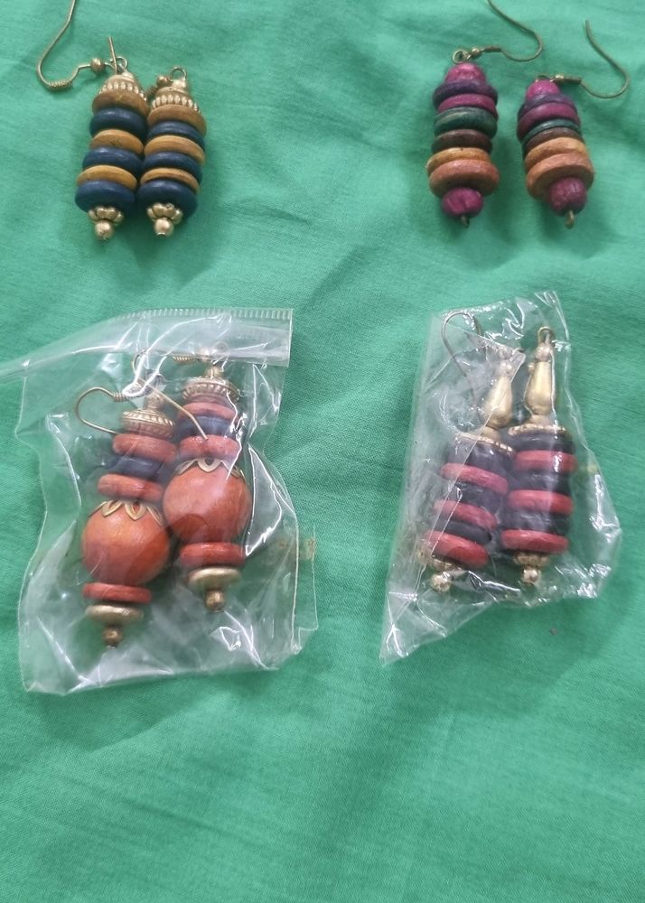 Multicolored Wooden Beaded Earrings