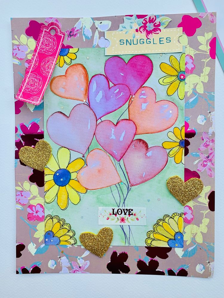 Valentine Celebration -Watercolor Painted Heart Card (Laminated)