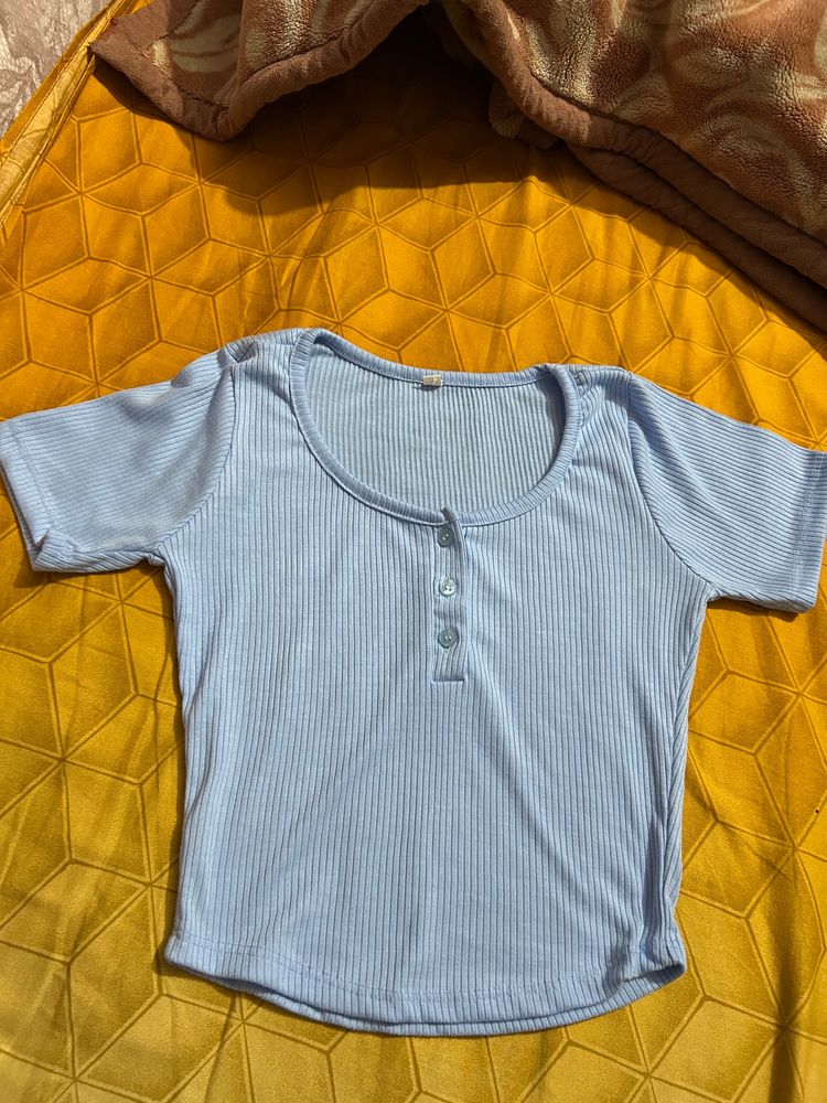 Blue Button Up Short Tshirt