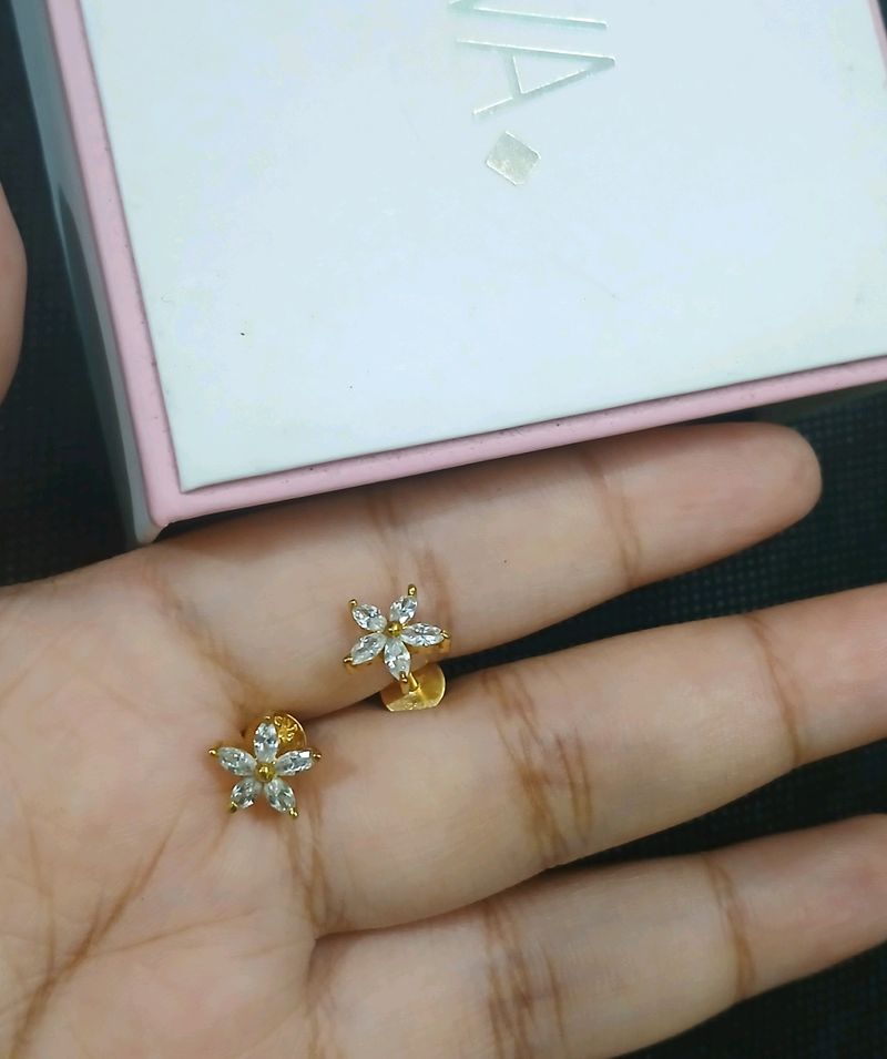 GIVA GOLDEN LILY 925 silver Zircon Earrings