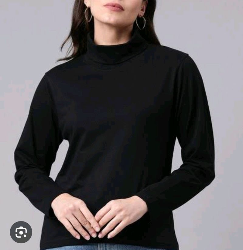 Black High Neck Tshirt  Full Sleeves  For Both M