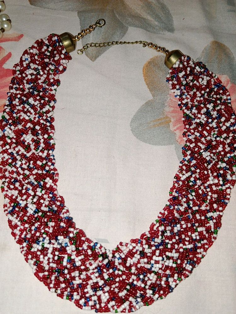 Cris Cross Beaded Multicolour Necklace