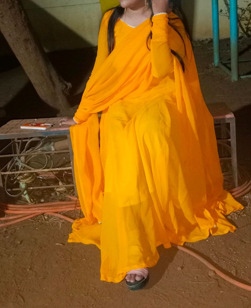 Yellow Gown With Dupptaa