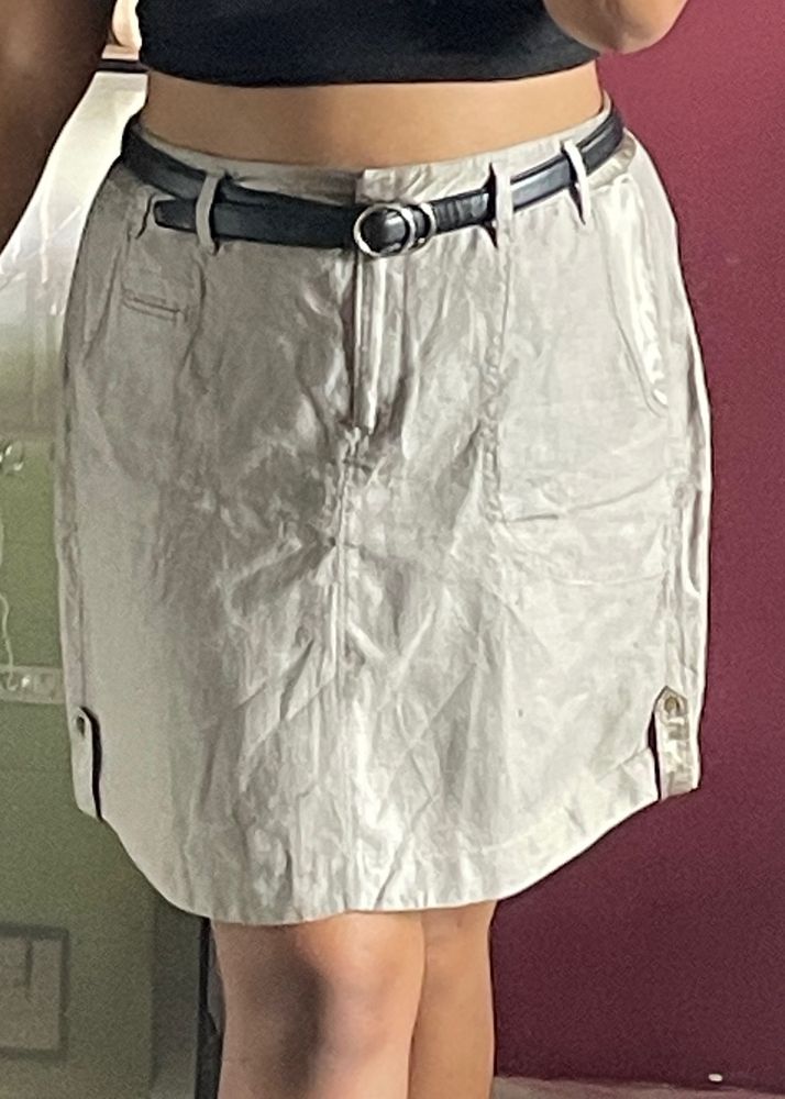 Tan Skirt With Shining Border 5 Pockets