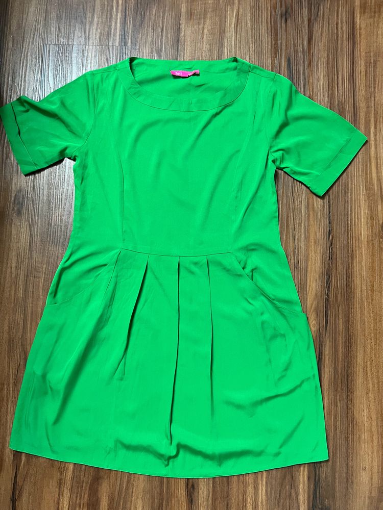 Green Dress With Front Pleats