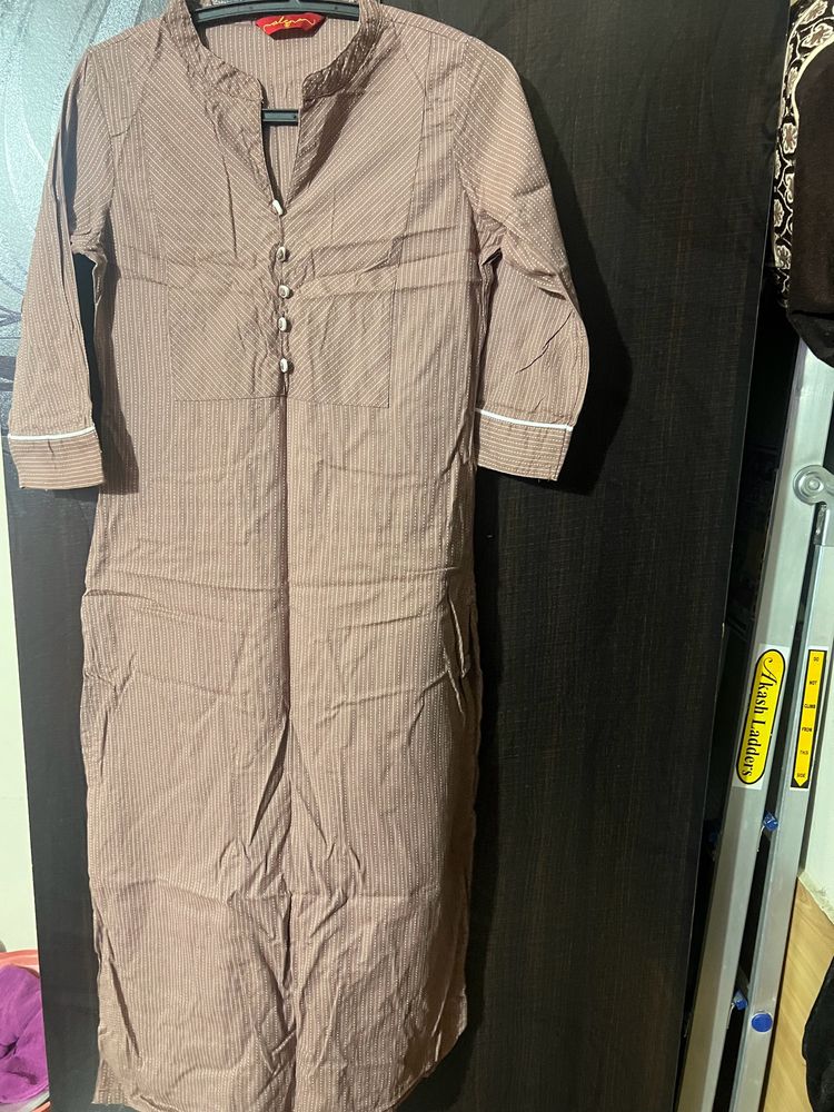 Straight Brown Kurta - S