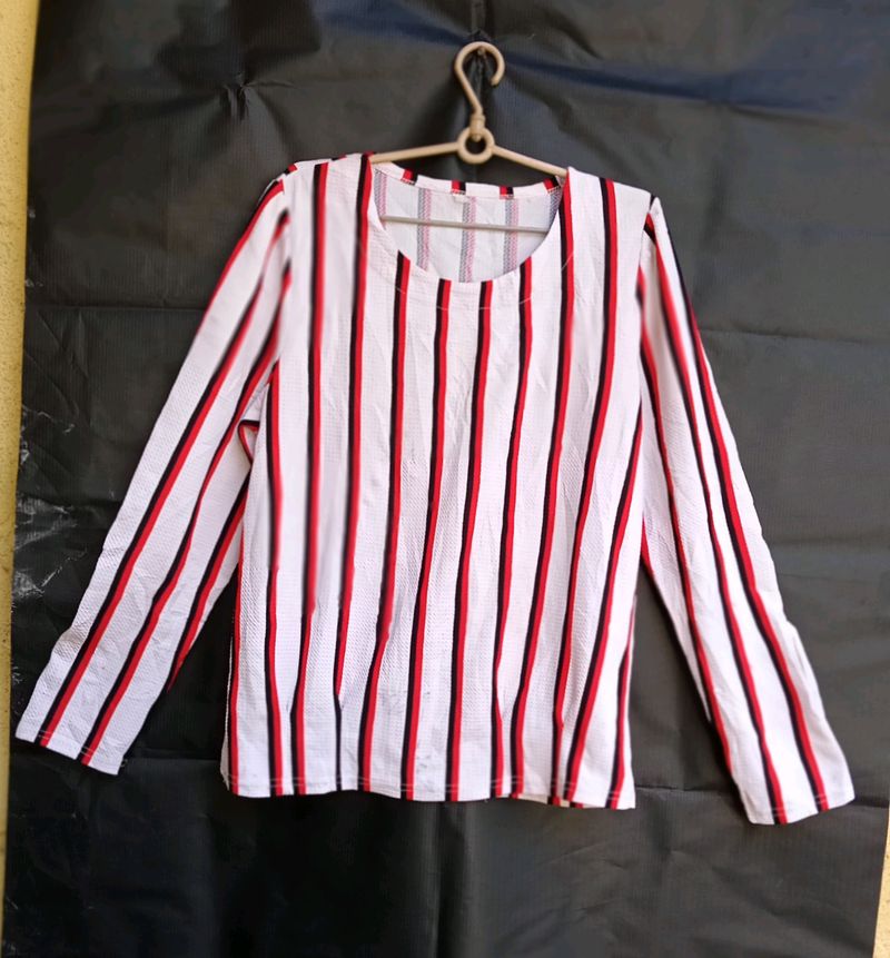 Beautiful 😍 Striped Top In Red,Black,White Colour