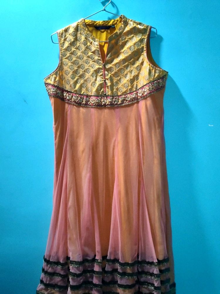 Golden Anarkali Kurta For Navaratri Special