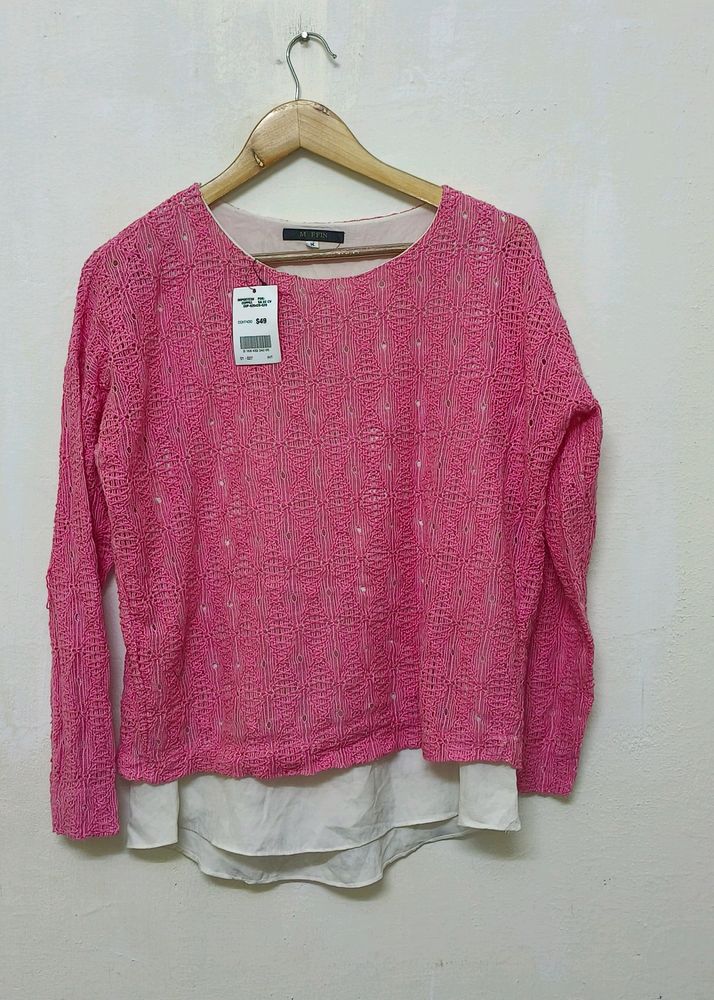 Trendy New Pink Long Sleeves Top For Women