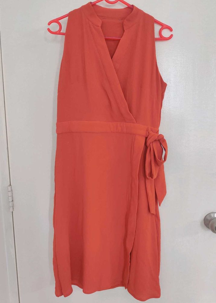 A Line Wrap Dress With Pockets