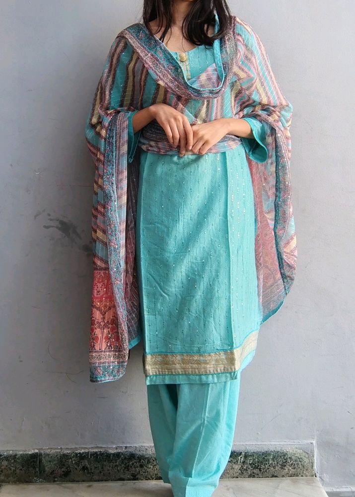 Pure Cotton Suit With" Sitara "Work